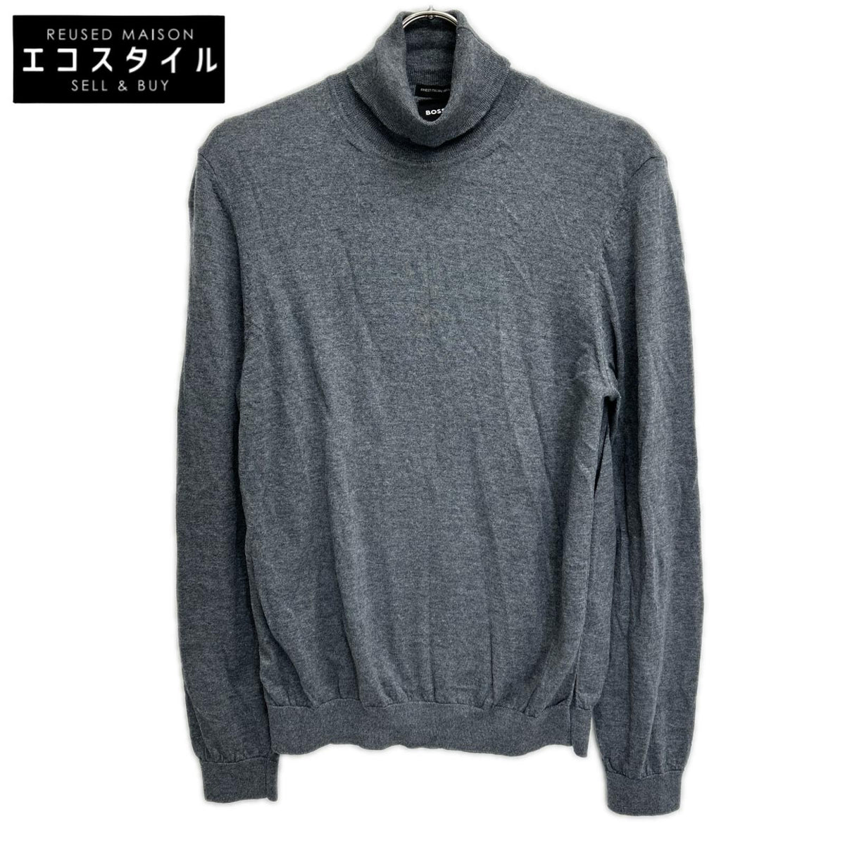 BOSS ボス 10241489 グレー ウール ハイネック セーター トップス