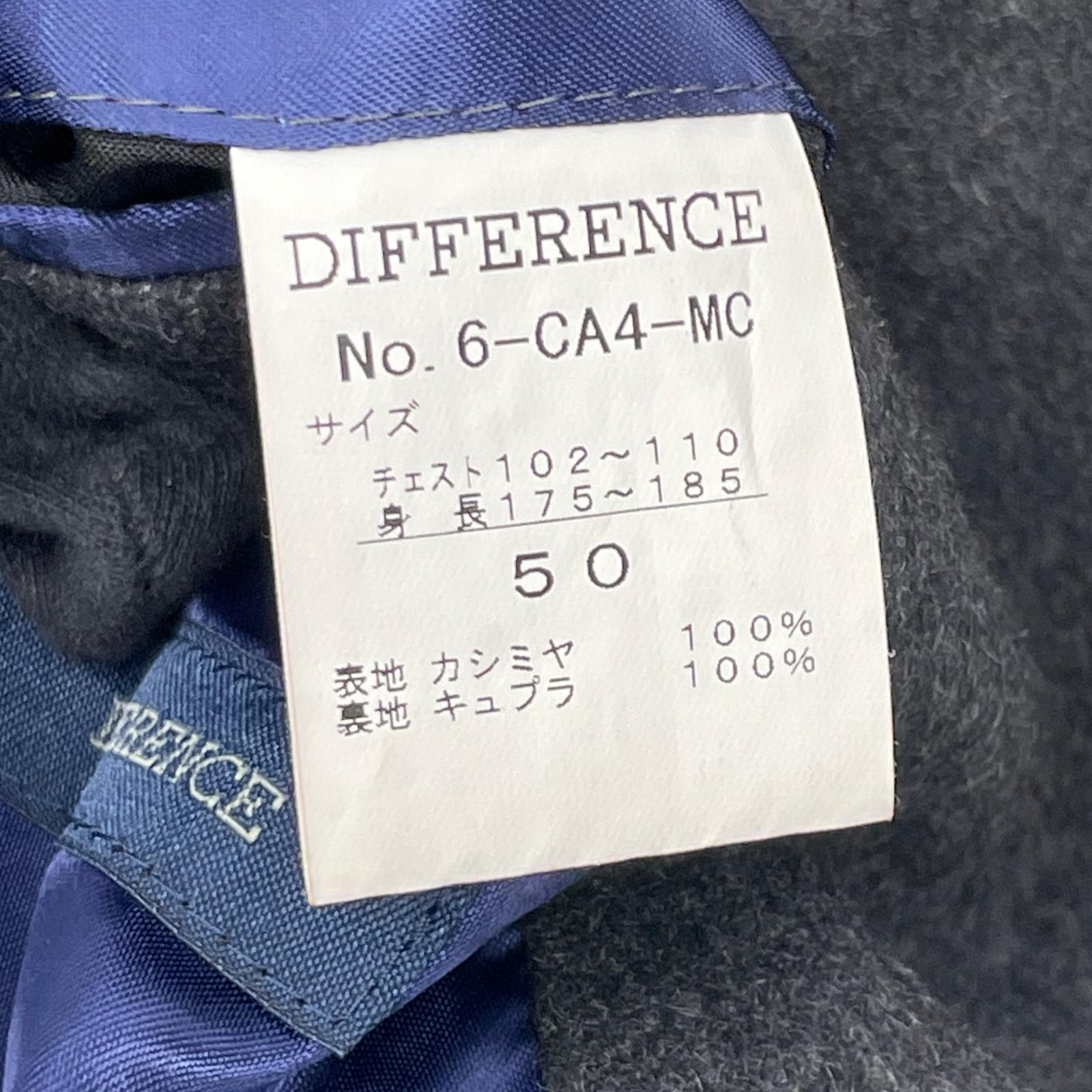 DIFFERENCE ディファレンス チャコールグレー カシミヤ100 ゼニア地 チェスターコート コート