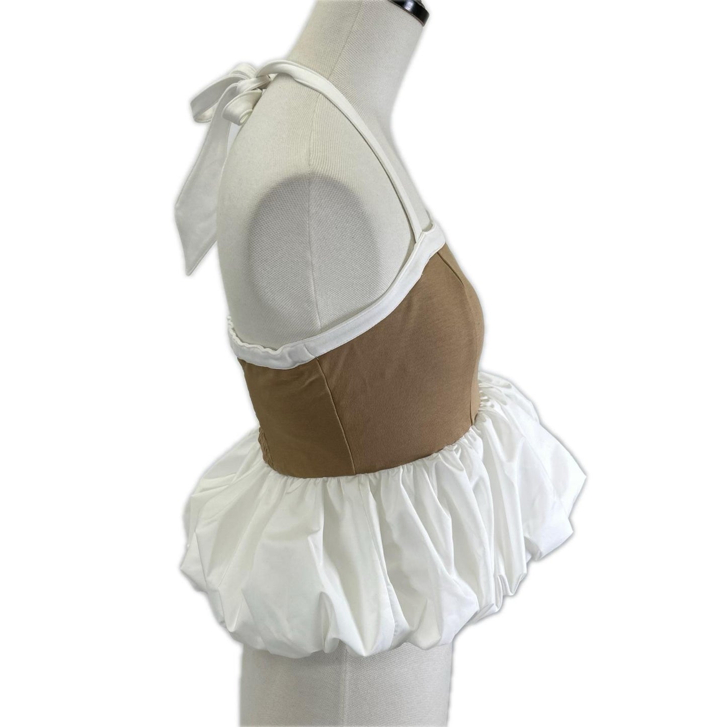 Bibiy ビビィ B60-TS161 ホワイト×ベージュ WINNIE BALLOON TOP トップス