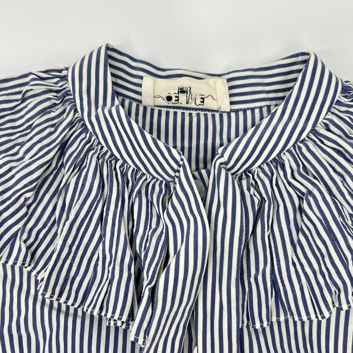CELINE Celine 2B233110I striped silk bow-tie frill shirt top