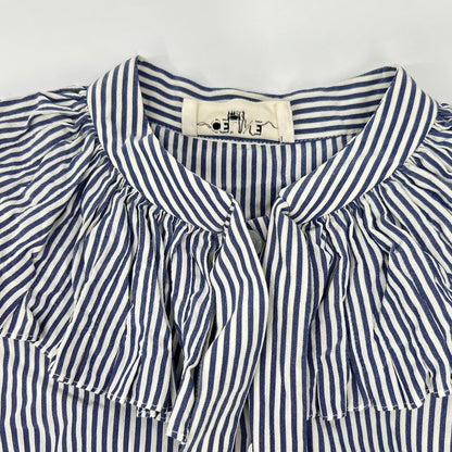CELINE Celine 2B233110I striped silk bow-tie frill shirt top