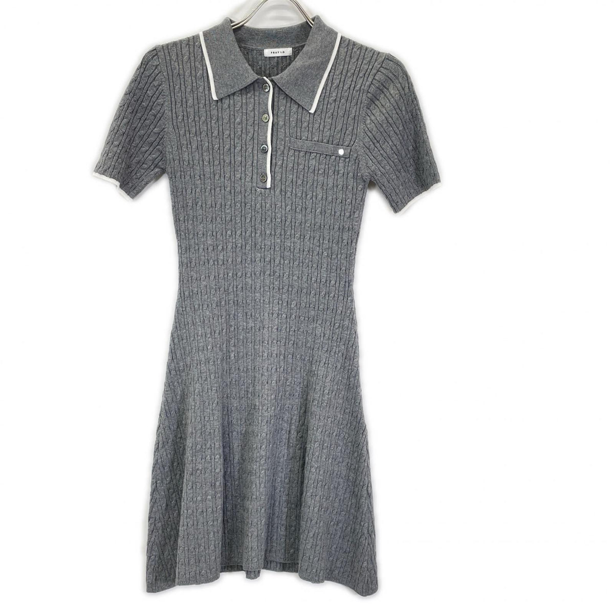 FRAY I.D Fray I.D FWNO254297 gray 25SS polo-collar cable-knit mini dress dress