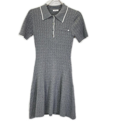 FRAY I.D Fray I.D FWNO254297 gray 25SS polo-collar cable-knit mini dress dress