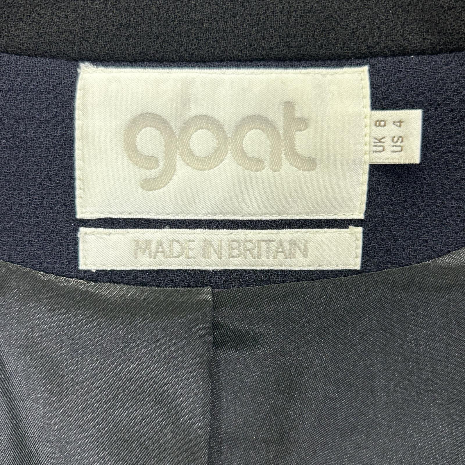 goat ゴート ネイビー バイカラー ウール ノーカラーコート コート