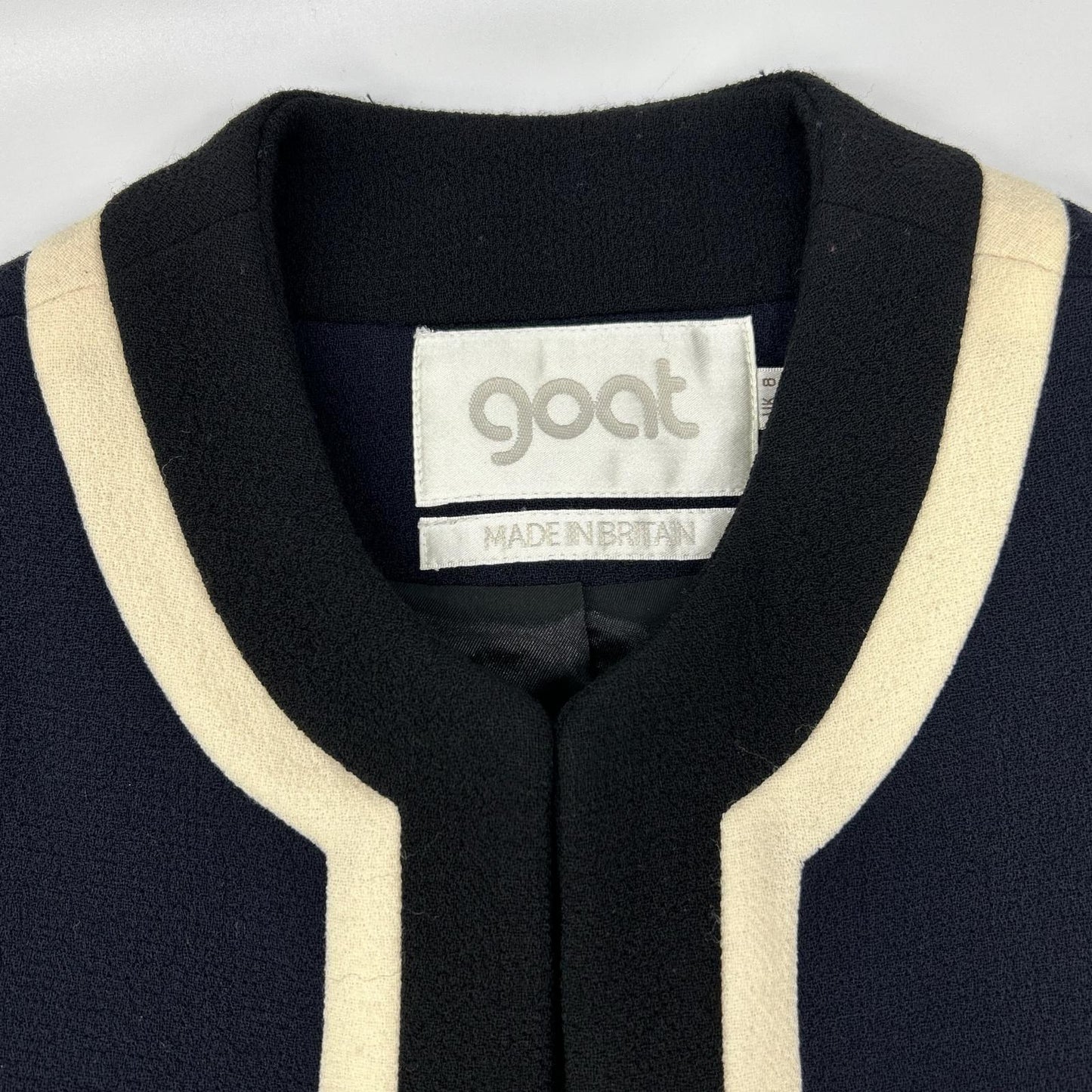 goat ゴート ネイビー バイカラー ウール ノーカラーコート コート
