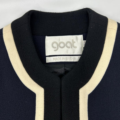 goat ゴート ネイビー バイカラー ウール ノーカラーコート コート