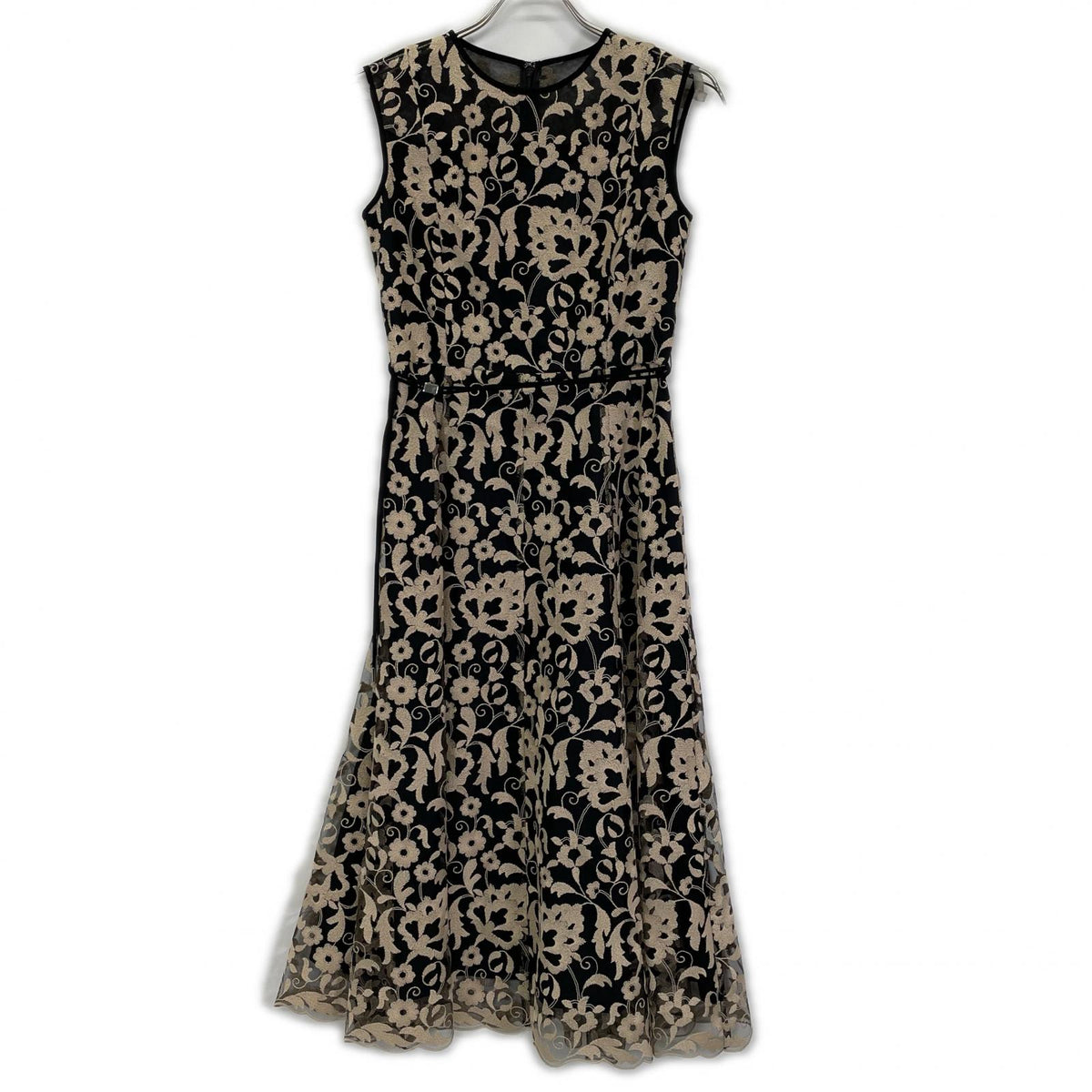 ANAYI Anayi 102327ー14-300ー11ー360 black × beige ANAYI Hop Flower lace flared dress dress