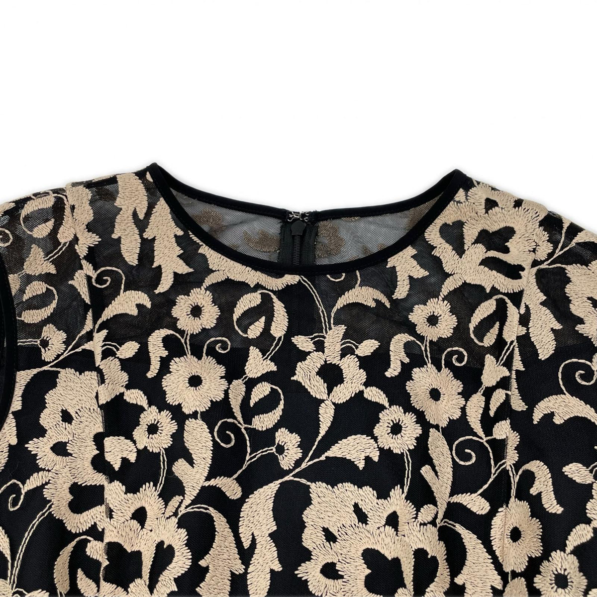 ANAYI Anayi 102327ー14-300ー11ー360 black × beige ANAYI Hop Flower lace flared dress dress