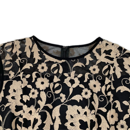 ANAYI Anayi 102327ー14-300ー11ー360 black × beige ANAYI Hop Flower lace flared dress dress