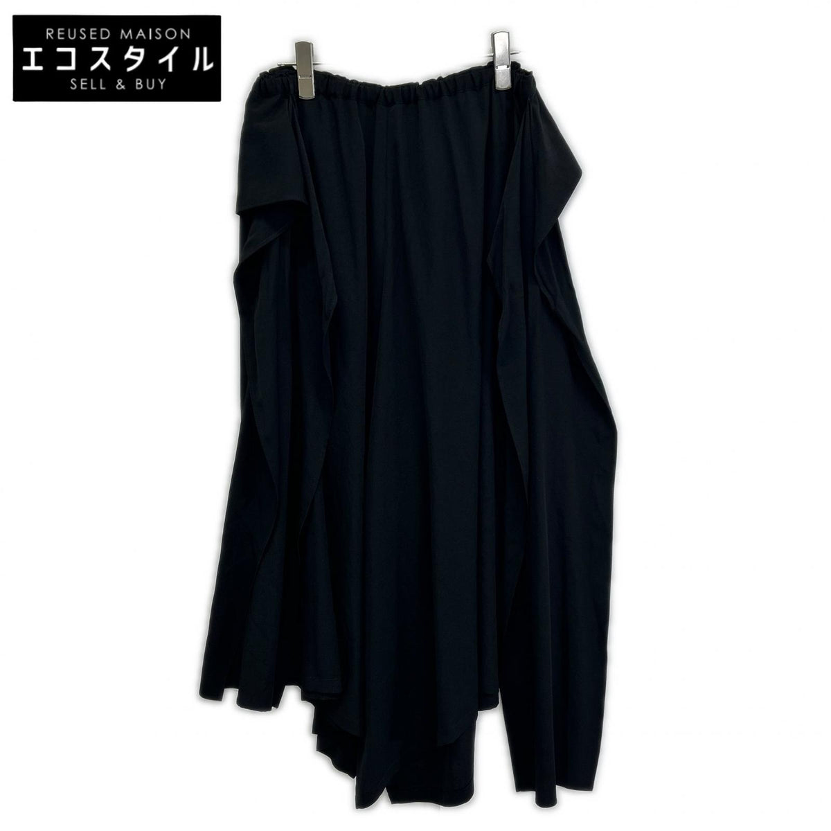 Y's ワイズ YN-P37-500 Black Front-Tightening Wide-Leg Pants Bottoms
