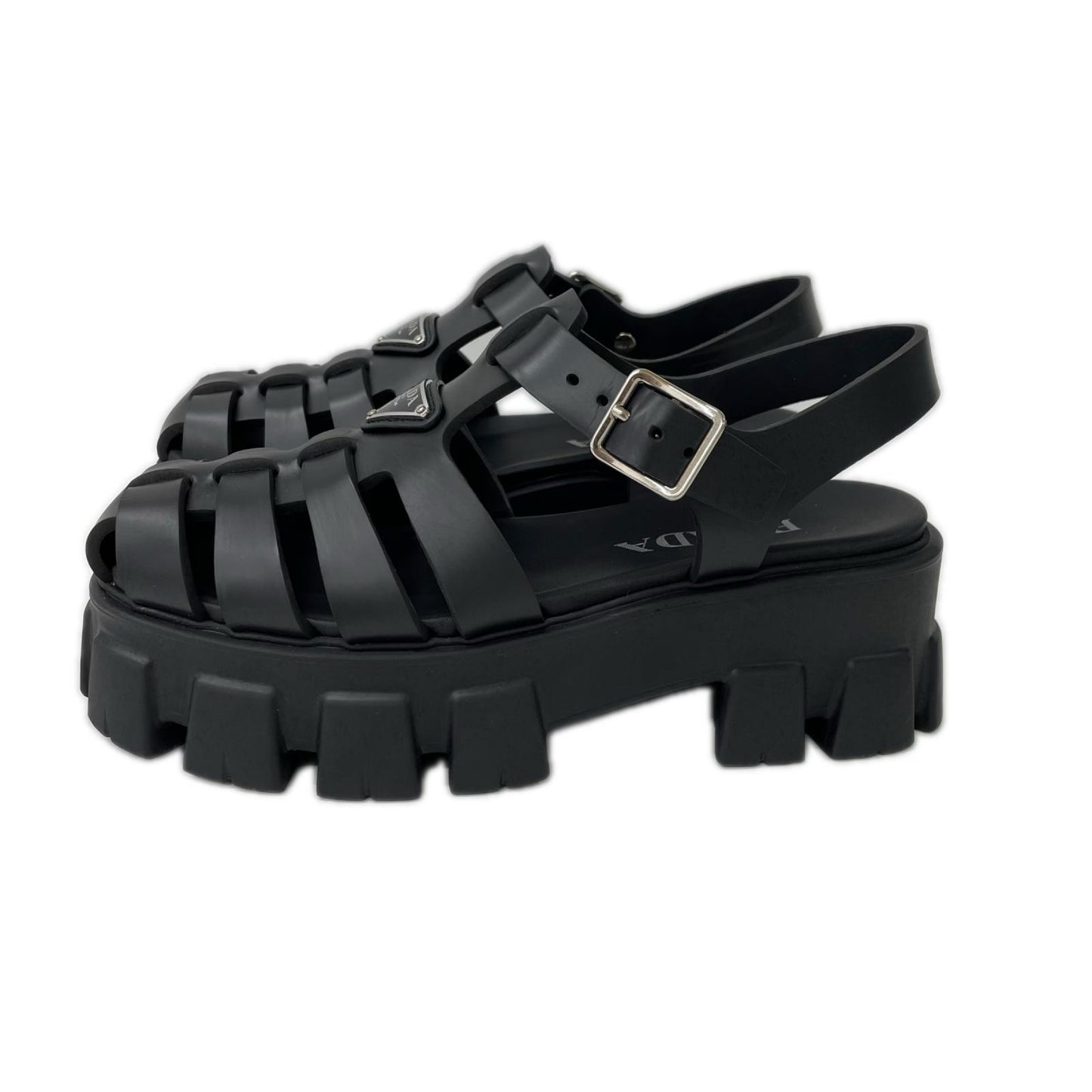 PRADA プラダ 【美品】1X853M プラダ モノリス ラバー サンダル シューズ