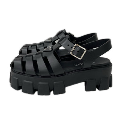 PRADA プラダ 【美品】1X853M プラダ モノリス ラバー サンダル シューズ