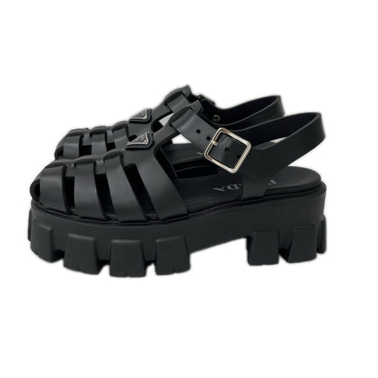 PRADA プラダ 【美品】1X853M プラダ モノリス ラバー サンダル シューズ