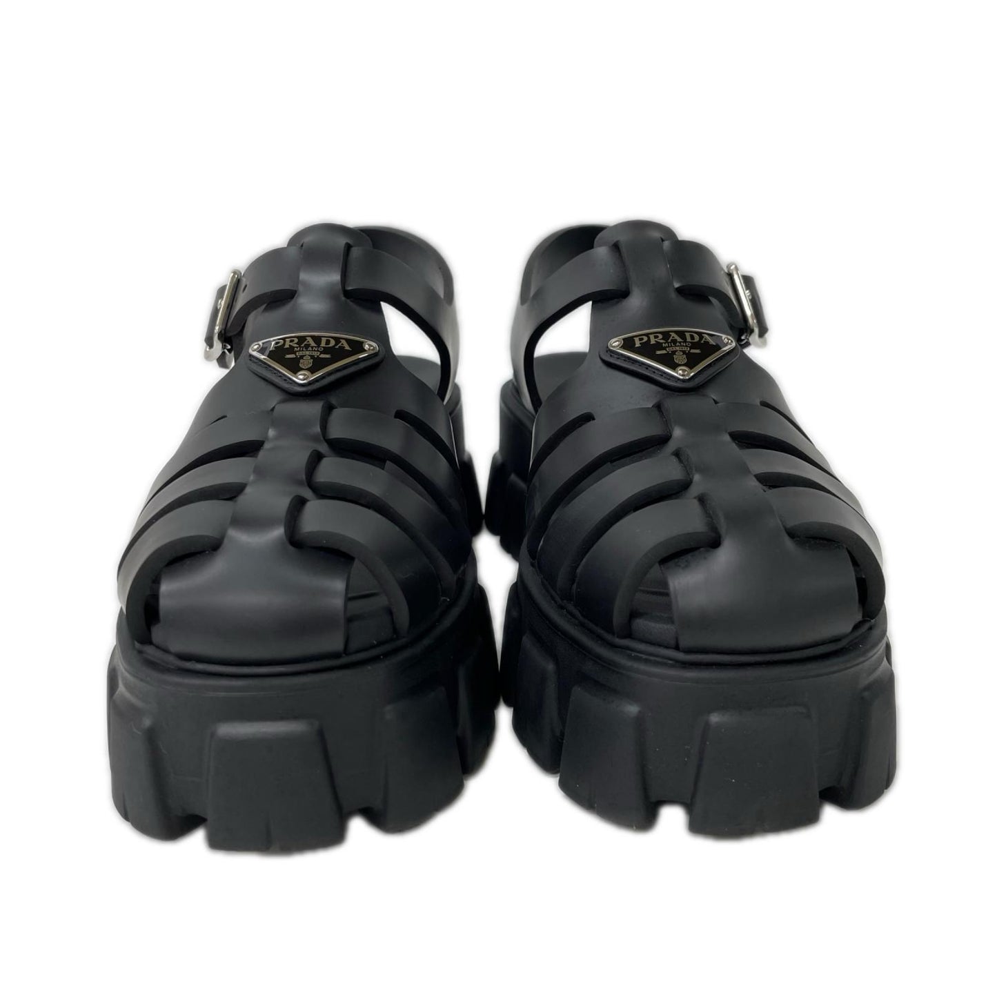 PRADA プラダ 【美品】1X853M プラダ モノリス ラバー サンダル シューズ