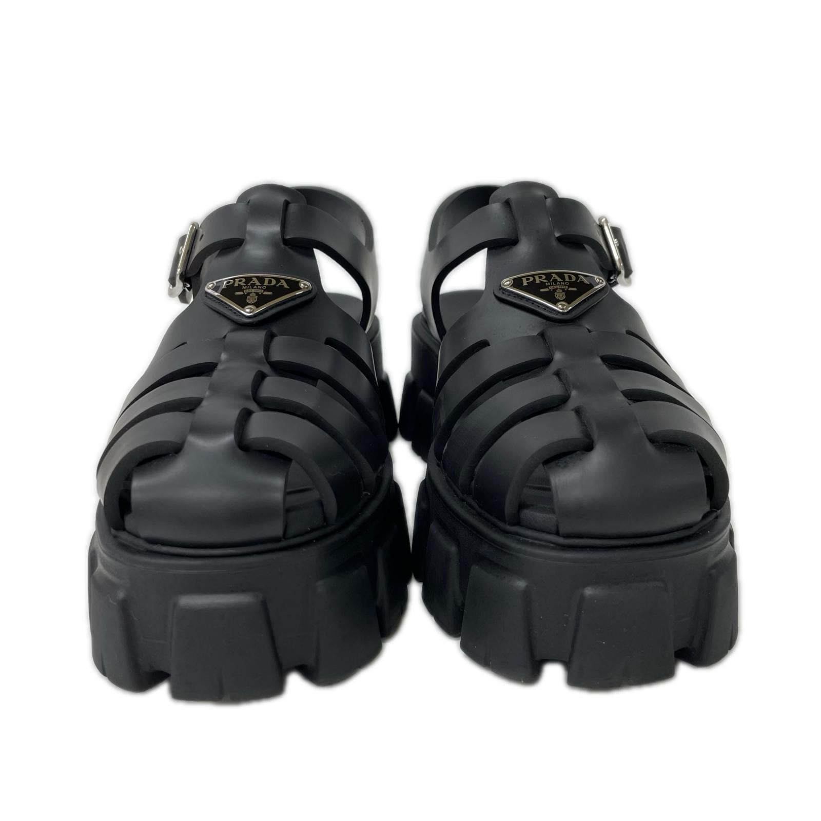 PRADA プラダ 【美品】1X853M プラダ モノリス ラバー サンダル シューズ