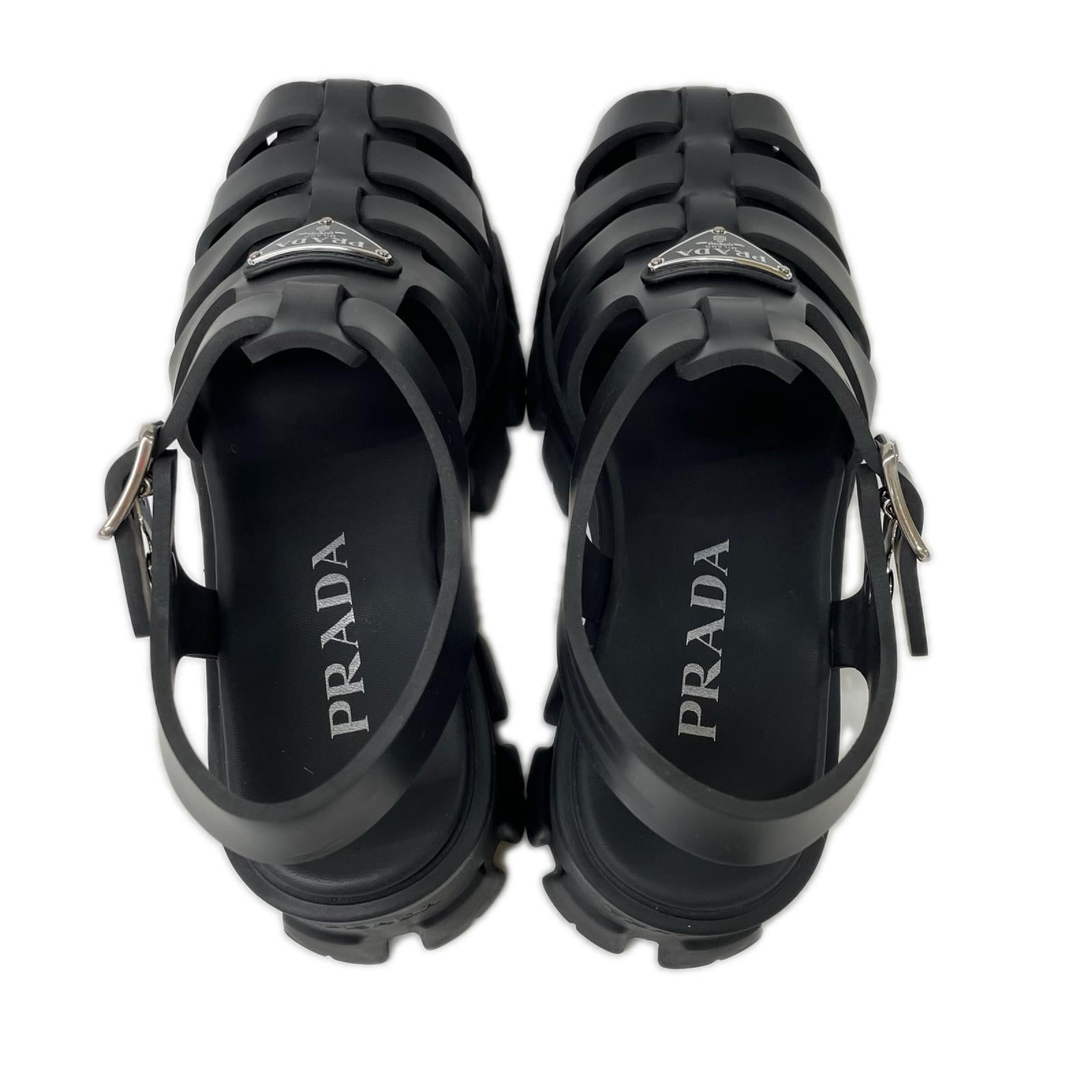 PRADA プラダ 【美品】1X853M プラダ モノリス ラバー サンダル シューズ