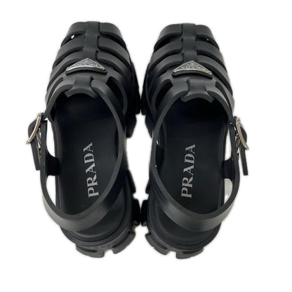 PRADA プラダ 【美品】1X853M プラダ モノリス ラバー サンダル シューズ