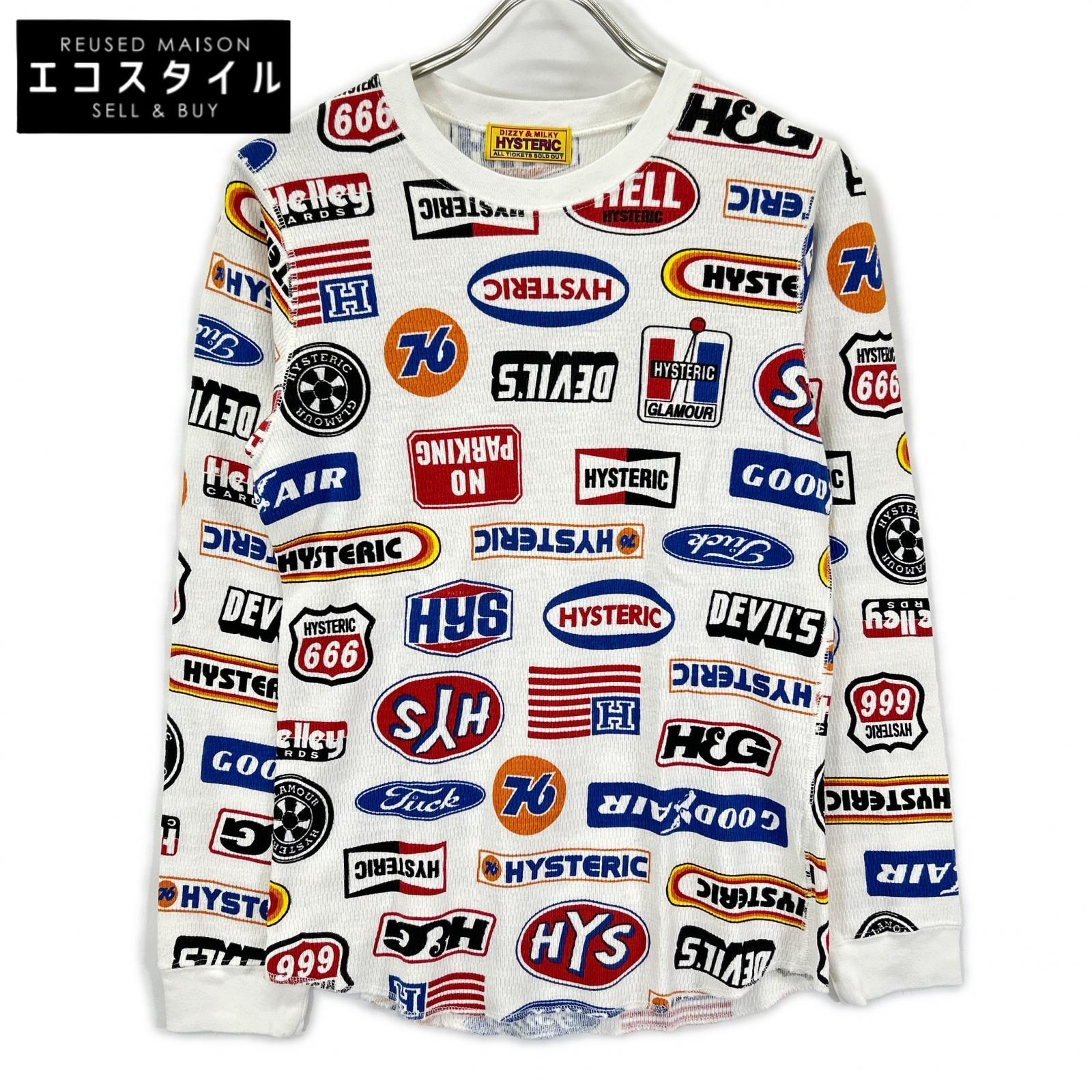 HYSTERIC GLAMOUR ヒステリックグラマー 01233CL05 ホワイト HYSTERIC MOTOR柄 Tシャツ トップス
