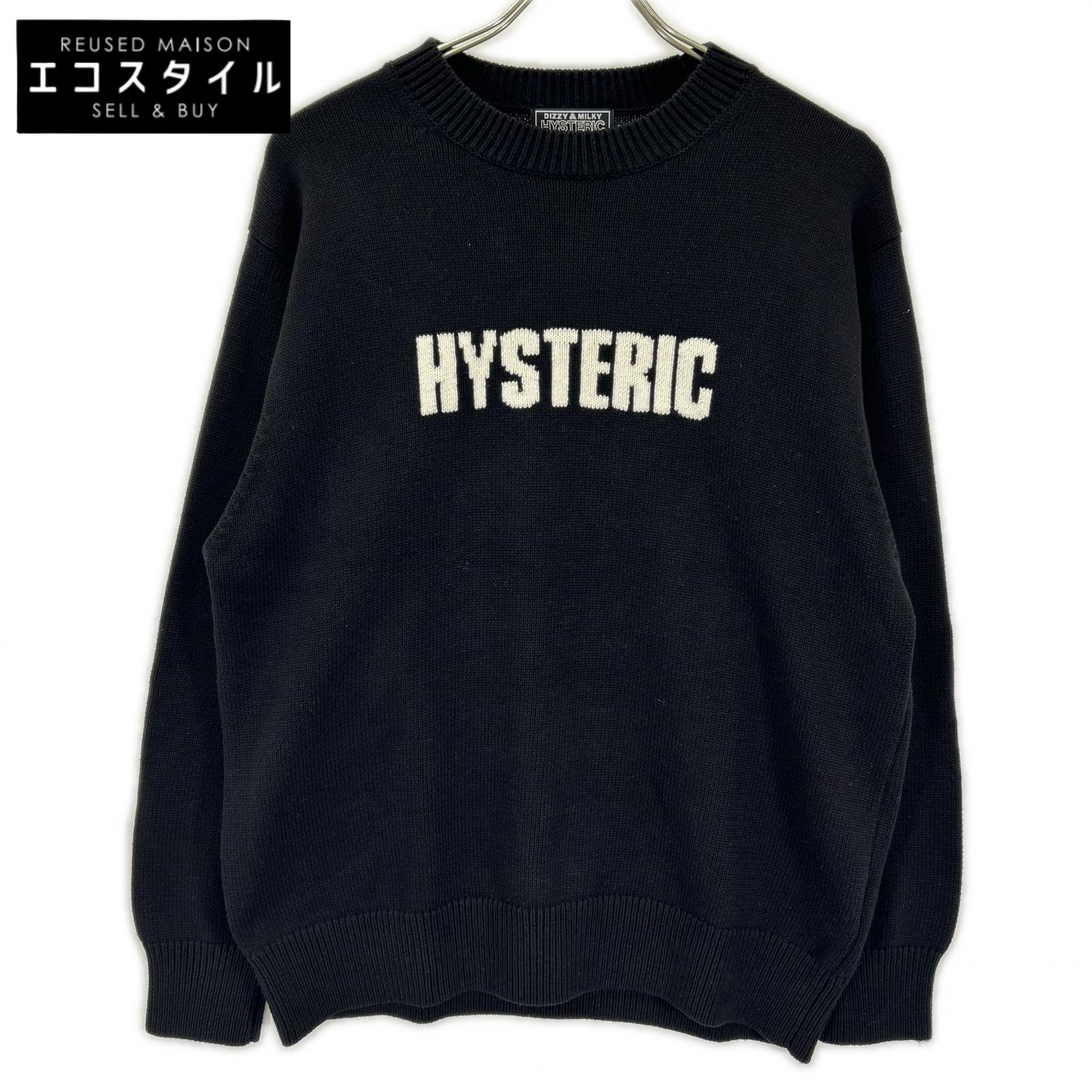 HYSTERIC GLAMOUR ヒステリックグラマー 02243NC04 ブラック THE BAD GIRLS編込 セーター トップス