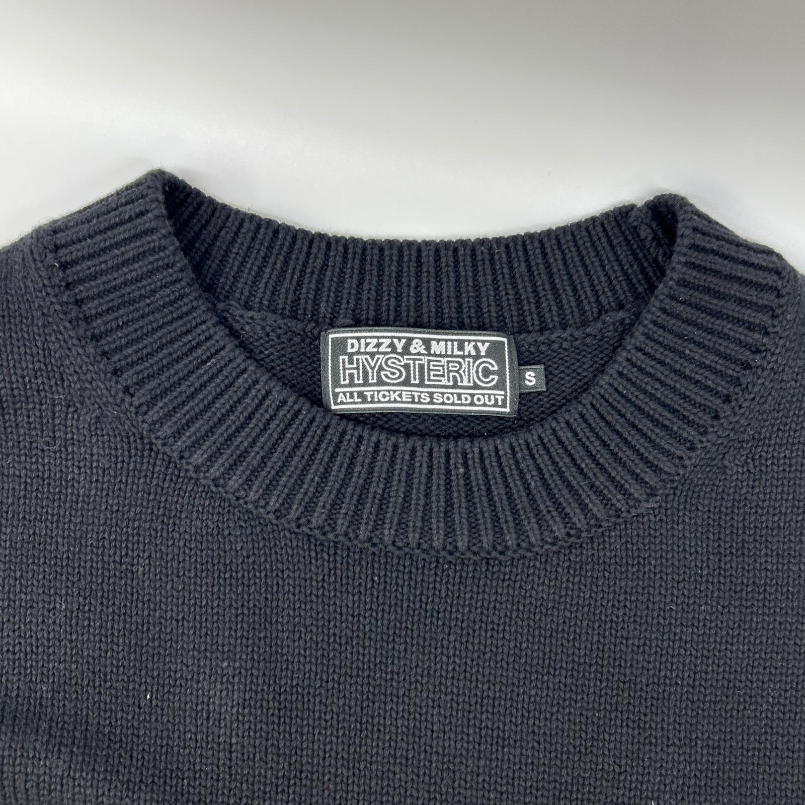 HYSTERIC GLAMOUR ヒステリックグラマー 02243NC04 ブラック THE BAD GIRLS編込 セーター トップス