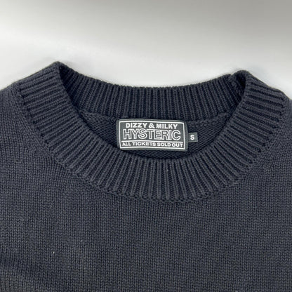 HYSTERIC GLAMOUR ヒステリックグラマー 02243NC04 ブラック THE BAD GIRLS編込 セーター トップス