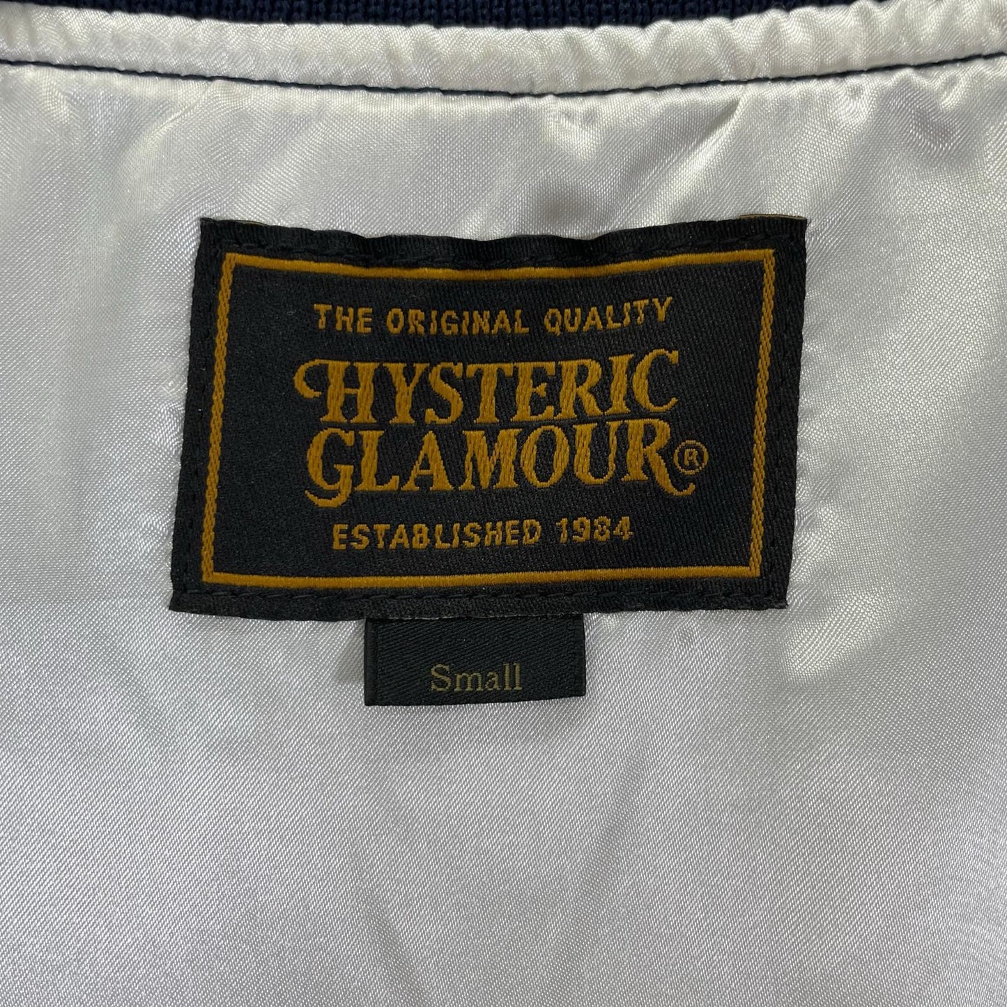 HYSTERIC GLAMOUR ヒステリックグラマー 02202AB13 ネイビーWOMEN ON MODERNICA刺繍 サテンジャケット ジャケット
