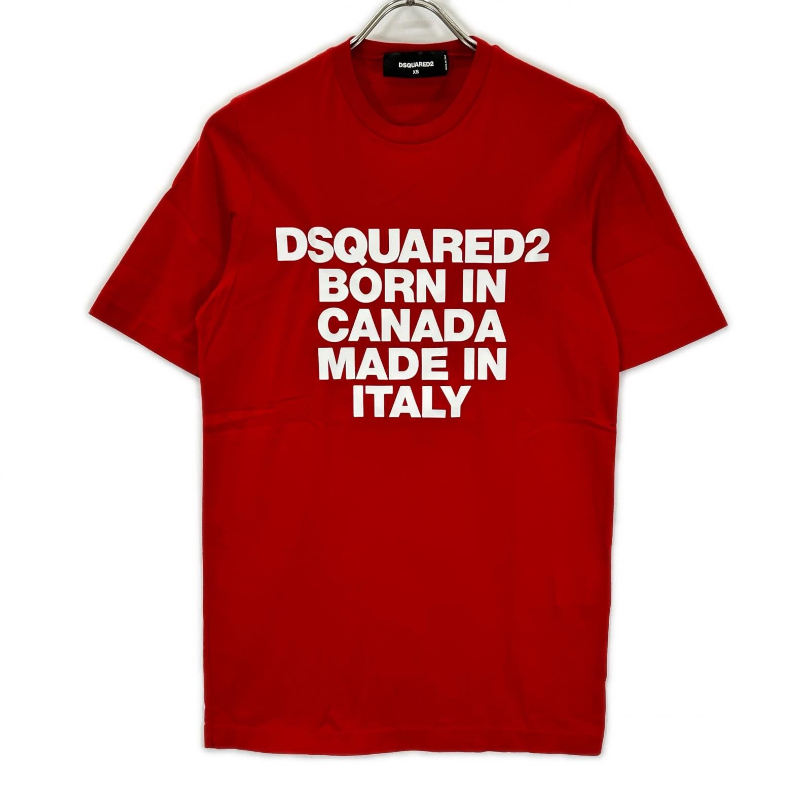 DSQUARED2 ディースクエアード 19年 レッド S75GD0023 Renny Fit メッセージ半袖 Tシャツ トップス