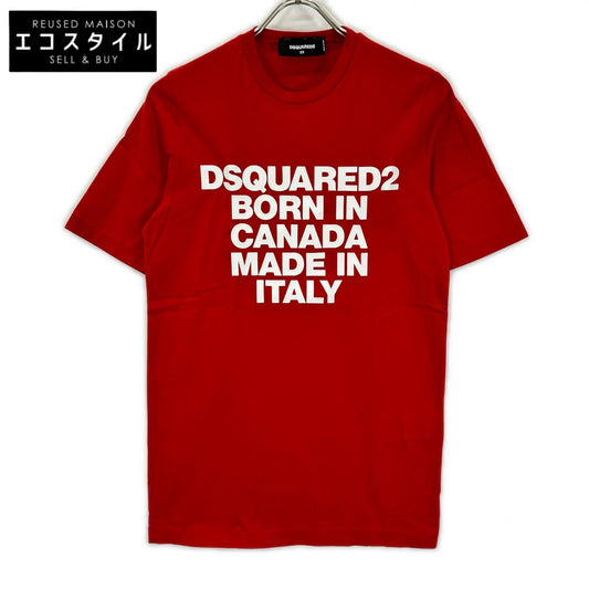 DSQUARED2 ディースクエアード 19年 レッド S75GD0023 Renny Fit メッセージ半袖 Tシャツ トップス