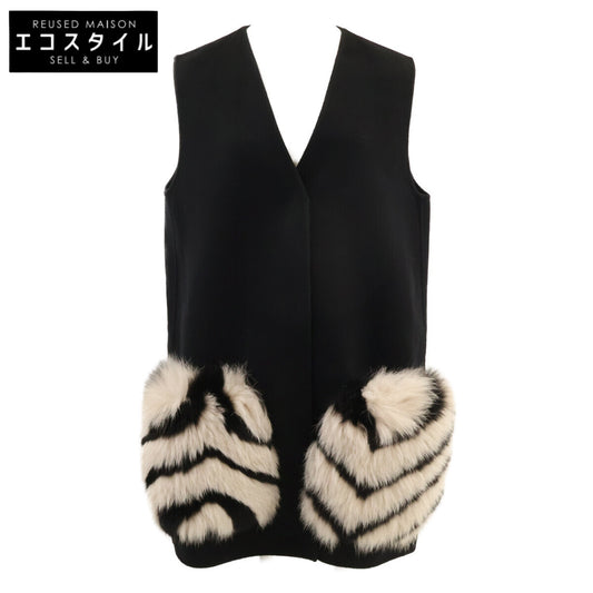 FENDI フェンディ 【国内正規】FF8474 GILET DOUBLE WOOL ファーポケット ロングジレ/ コート