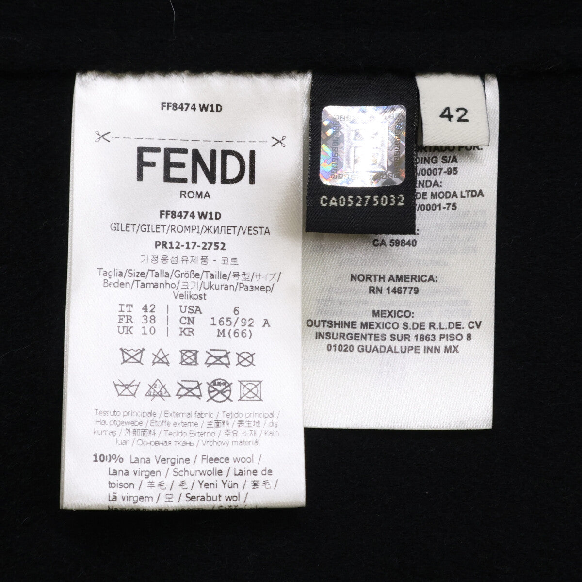 FENDI フェンディ 【国内正規】FF8474 GILET DOUBLE WOOL ファーポケット ロングジレ/ コート