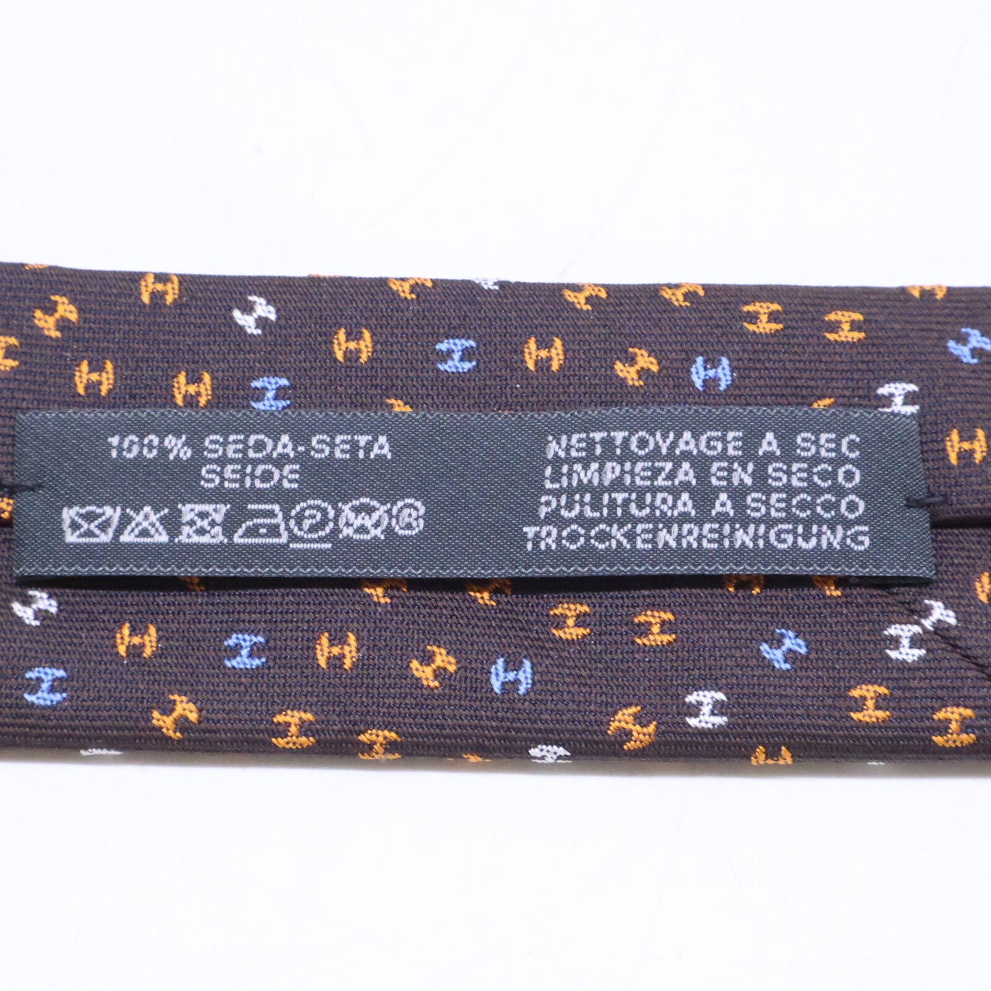 HERMES エルメス 【美品】659282T Hロゴ 総柄 シルク ネクタイ