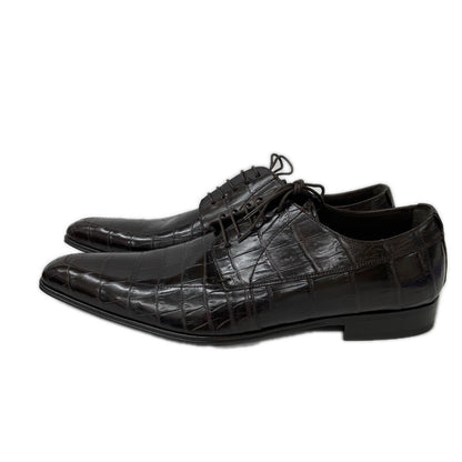 DOLCE&GABBANA ドルチェアンドガッバーナ 【美品】1718 2492 クロコダイル ロングノーズ ダービー シューズ シューズ
