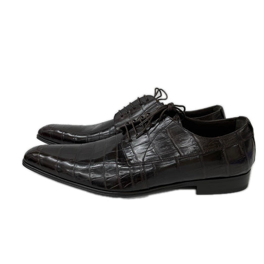 DOLCE&GABBANA ドルチェアンドガッバーナ 【美品】1718 2492 クロコダイル ロングノーズ ダービー シューズ シューズ