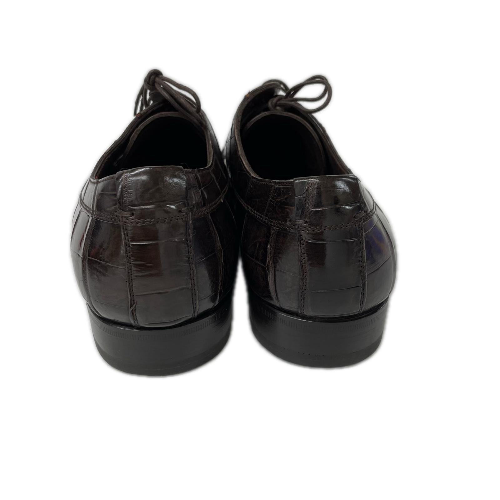 DOLCE&GABBANA ドルチェアンドガッバーナ 【美品】1718 2492 クロコダイル ロングノーズ ダービー シューズ シューズ