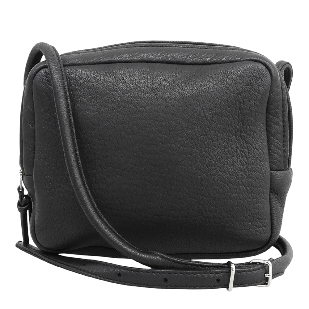 Aeta アエタ 美品 ディアレザー スクエア ショルダーバッグ レディース ブラック DA108 ショルダーバッグ