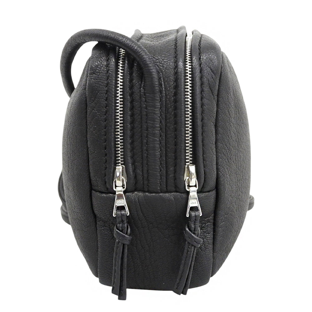 Aeta アエタ 美品 ディアレザー スクエア ショルダーバッグ レディース ブラック DA108 ショルダーバッグ