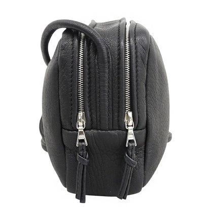 Aeta アエタ 美品 ディアレザー スクエア ショルダーバッグ レディース ブラック DA108 ショルダーバッグ