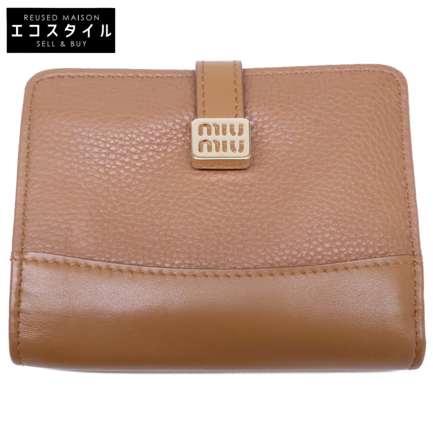 MIUMIU ミュウミュウ 【美品】5MV204 2C3Y F098L DAINO / SOFT CALF 二つ折り財布 二つ折り財布（小銭入れあり）