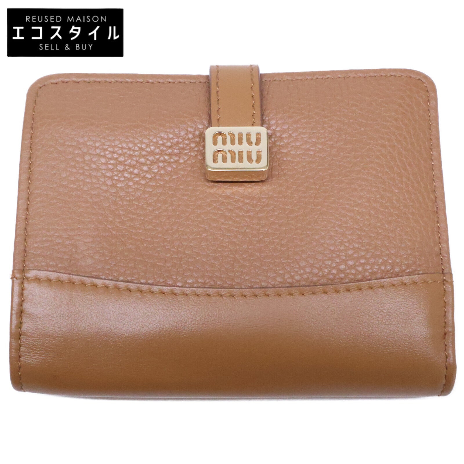 MIUMIU ミュウミュウ 【美品】5MV204 2C3Y F098L DAINO / SOFT CALF 二つ折り財布 二つ折り財布（小銭入れあり）