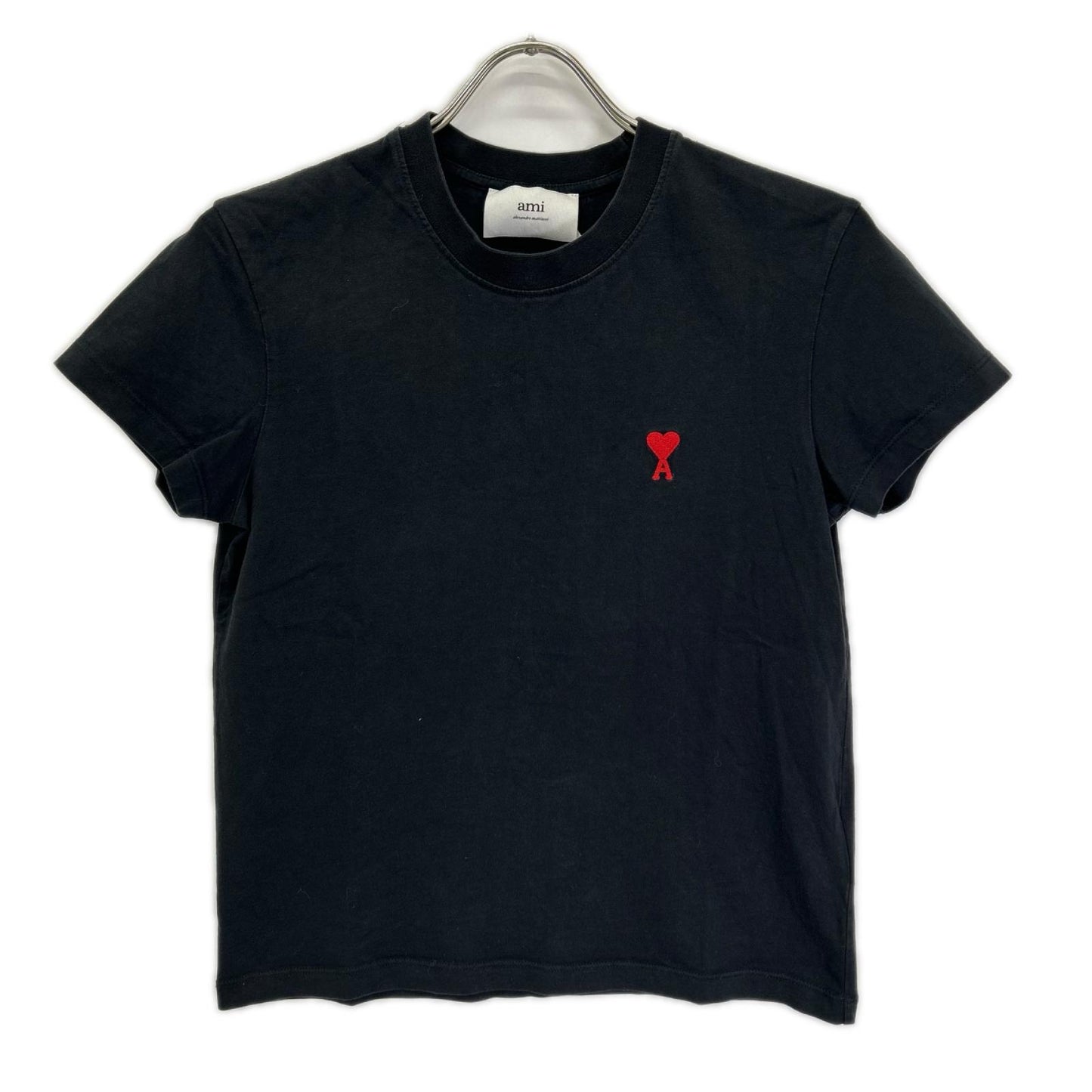 AMI PARIS アミパリス BFUTS001.724 ブラック Ami De Coeur ハートロゴ刺繍クルーネック 半袖Tシャツ トップス