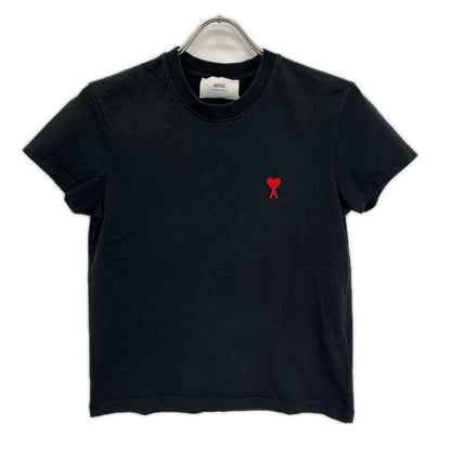 AMI PARIS アミパリス BFUTS001.724 ブラック Ami De Coeur ハートロゴ刺繍クルーネック 半袖Tシャツ トップス