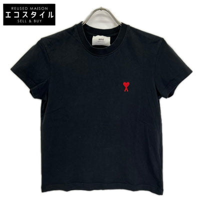 AMI PARIS アミパリス BFUTS001.724 ブラック Ami De Coeur ハートロゴ刺繍クルーネック 半袖Tシャツ トップス