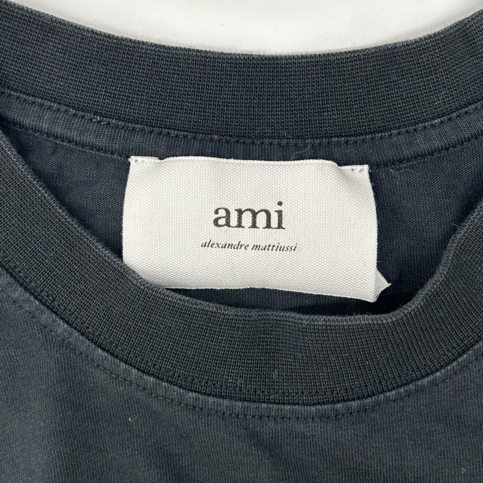 AMI PARIS アミパリス BFUTS001.724 ブラック Ami De Coeur ハートロゴ刺繍クルーネック 半袖Tシャツ トップス