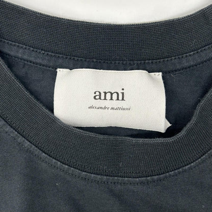 AMI PARIS アミパリス BFUTS001.724 ブラック Ami De Coeur ハートロゴ刺繍クルーネック 半袖Tシャツ トップス