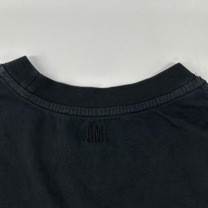 AMI PARIS アミパリス BFUTS001.724 ブラック Ami De Coeur ハートロゴ刺繍クルーネック 半袖Tシャツ トップス