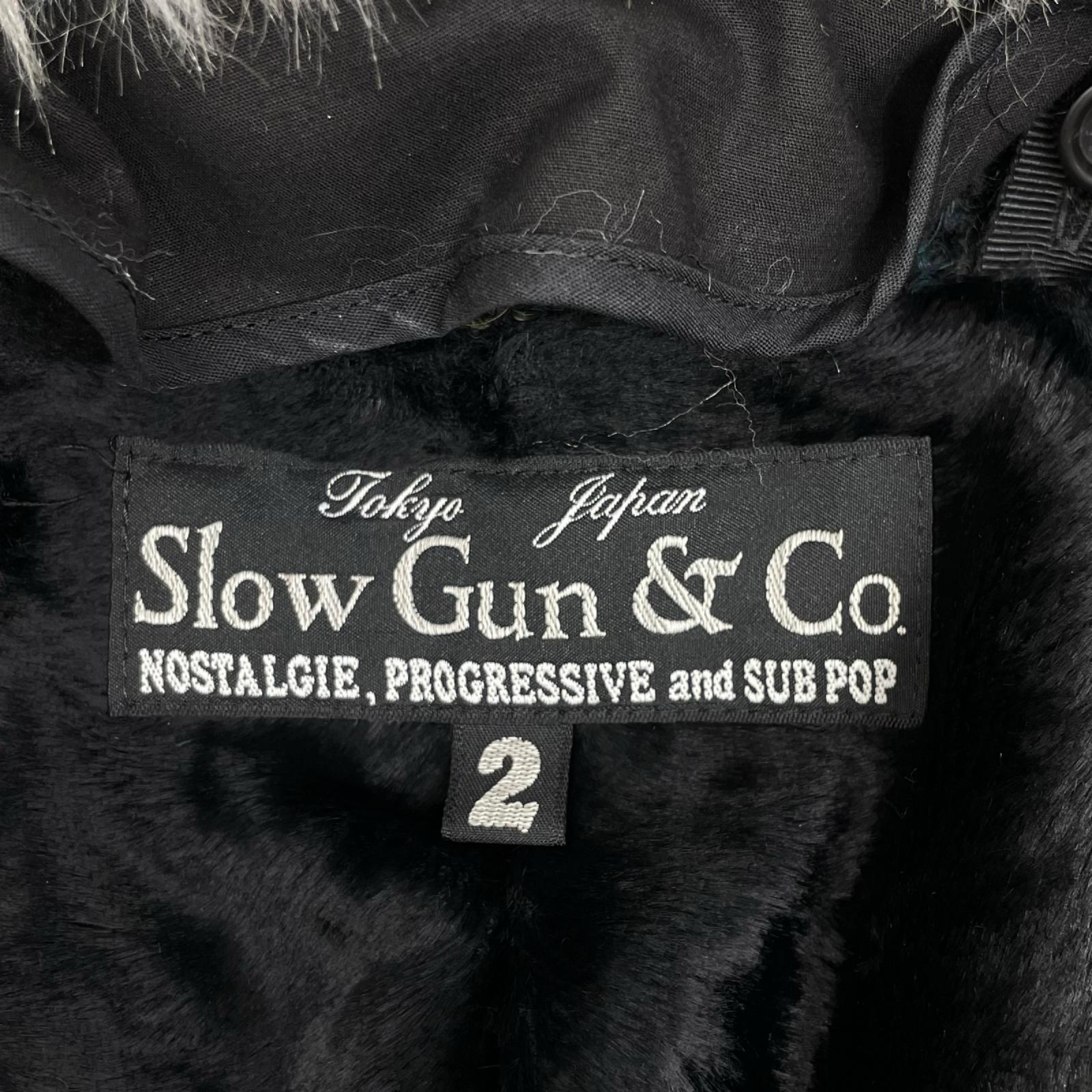 SLOW GUN スロウガン グリーン ツイード コインボタン ファー付き ロングコート コート