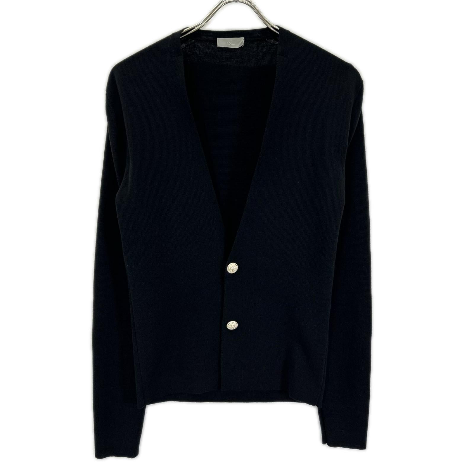 Dior HOMME ディオールオム 363M225AT303 ブラック DCロゴ釦 ウール シルク ニットカーディガン トップス
