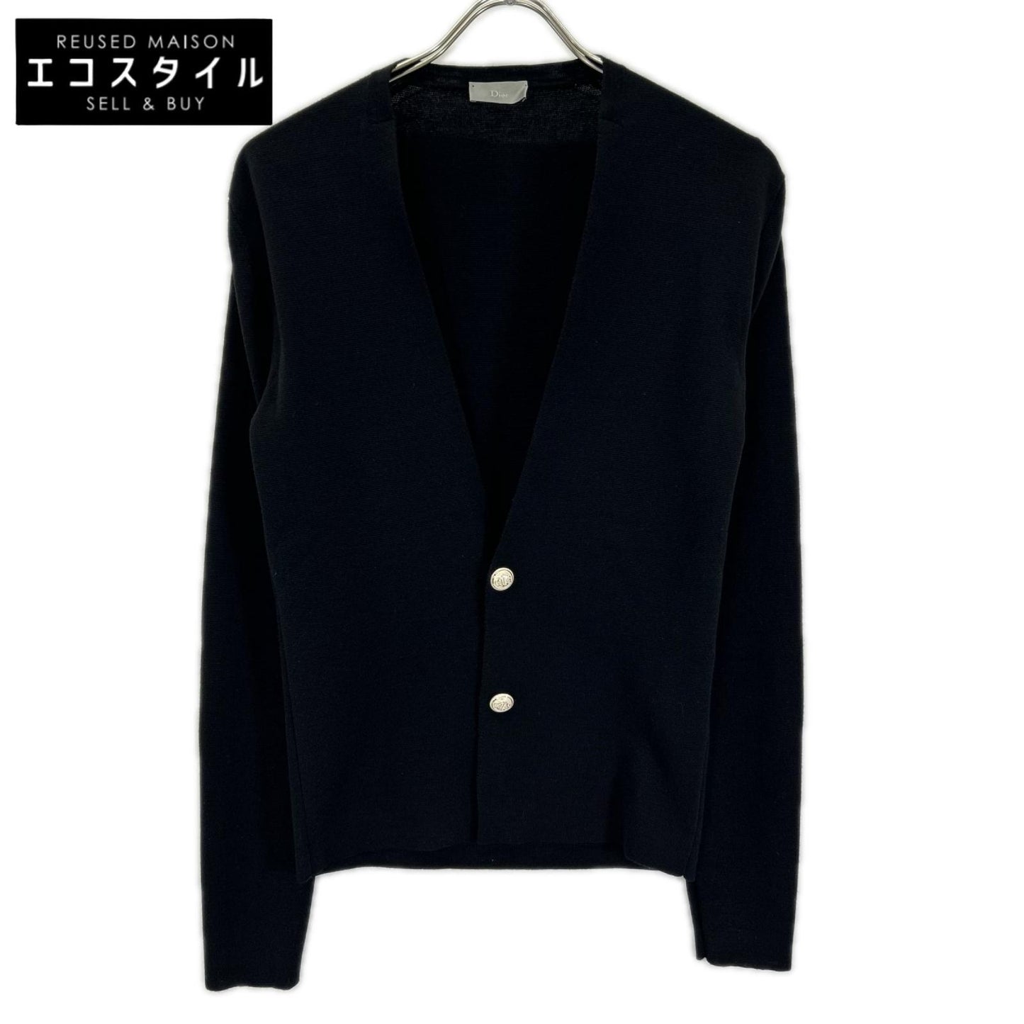 Dior HOMME ディオールオム 363M225AT303 ブラック DCロゴ釦 ウール シルク ニットカーディガン トップス
