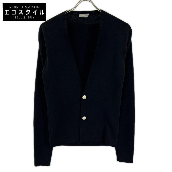 Dior HOMME ディオールオム 363M225AT303 ブラック DCロゴ釦 ウール シルク ニットカーディガン トップス