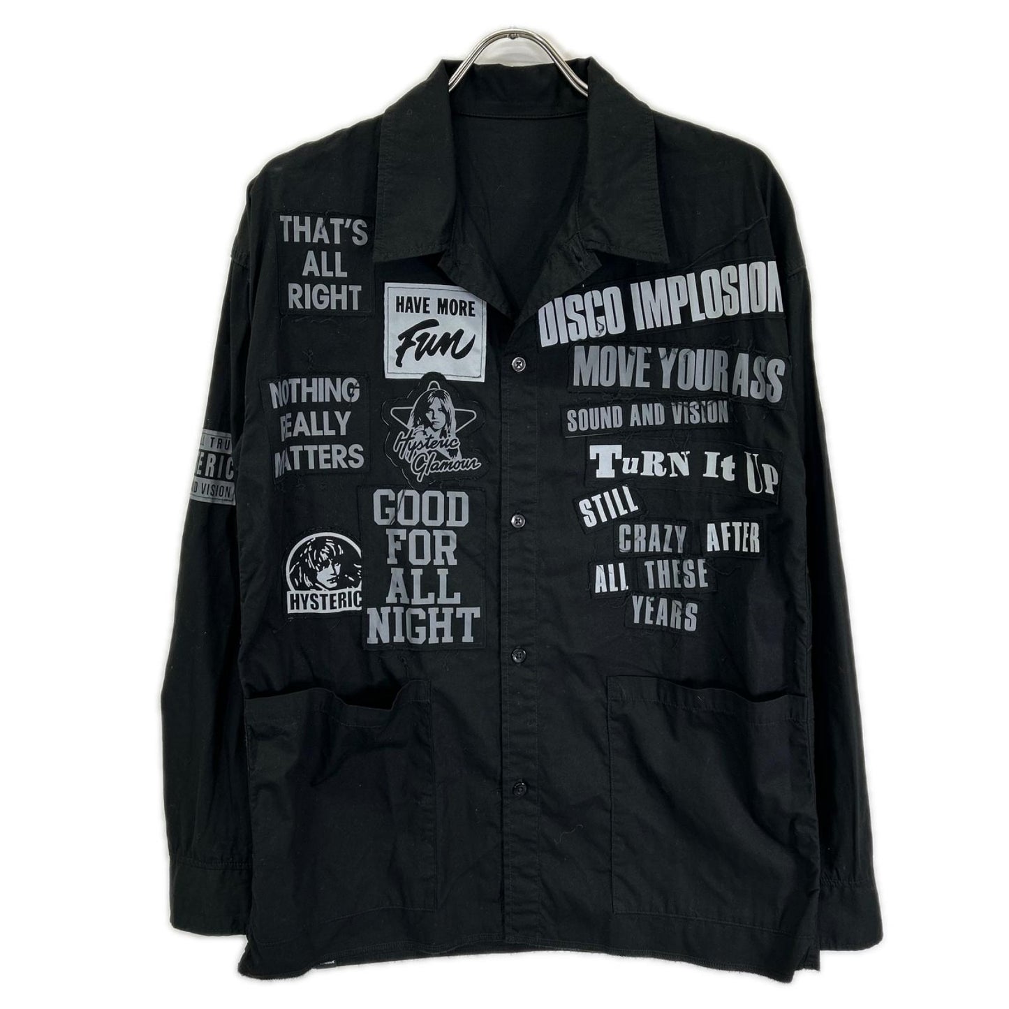 HYSTERIC GLAMOUR ヒステリックグラマー 01193AH07 ブラック LOGO PATCH 長袖オーバーシャツ トップス